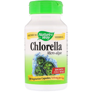Nature's Way, Chlorella, microalgas, 410 mg, 100 cápsulas vegetarianas