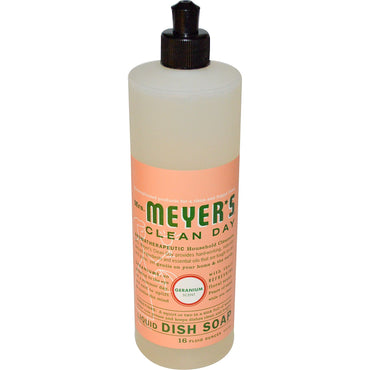 Mrs. Meyers Clean Day, vloeibare afwasmiddel, geraniumgeur, 16 fl oz (473 ml)