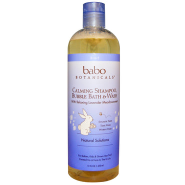 Babo Botanicals 3 i 1: Shampoo Bubble Bath & Wash Lavender Meadowsweet 15 fl oz (450 ml)