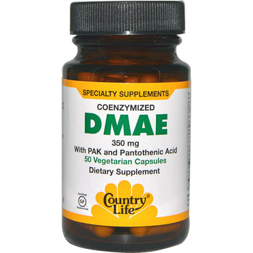 Country Life, DMAE, geco-enzymiseerd, 350 mg, 50 vegetarische capsules