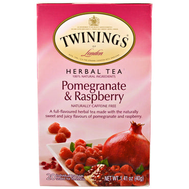 Twinings, Herbal Tea, Pomegranate & Raspberry, Caffeine Free, 20 Tea Bags, 1.41 oz (40 g)