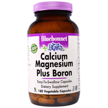 Nutrición Bluebonnet, calcio magnesio más boro, 180 cápsulas vegetales
