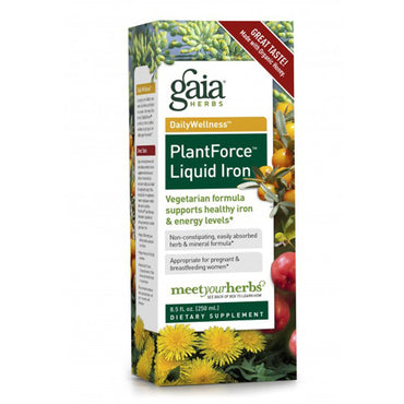 Gaia Herbs, PlantForce flydende jern, 8,5 fl oz (250 ml)