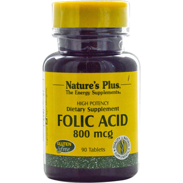 Nature's Plus, Acide folique, 800 mcg, 90 comprimés