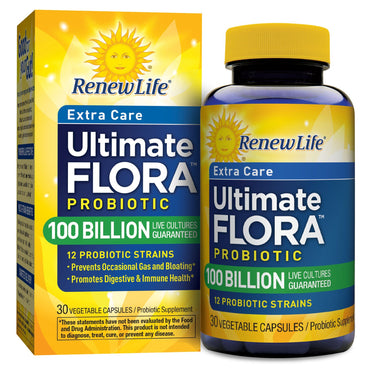 Renew Life, Extra Care, Ultimate Flora Probiotic, 100 milliards de cultures vivantes, 30 capsules végétales