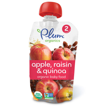 Mâncare pentru bebeluși Plum s Etapa 2, mere, stafide și quinoa 3,5 oz (99 g)