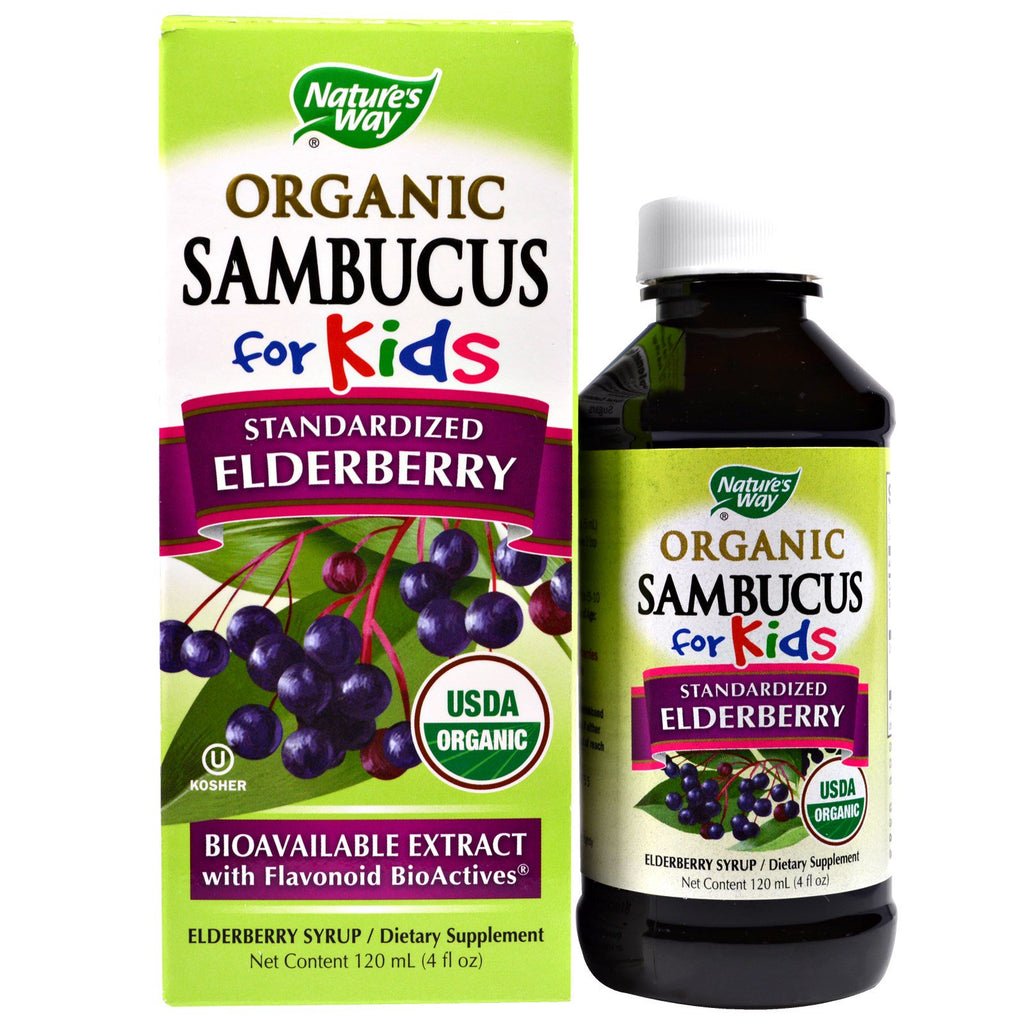 Nature's Way, Sambucus dla dzieci, standaryzowany czarny bez, aromat jagodowy, 120 ml