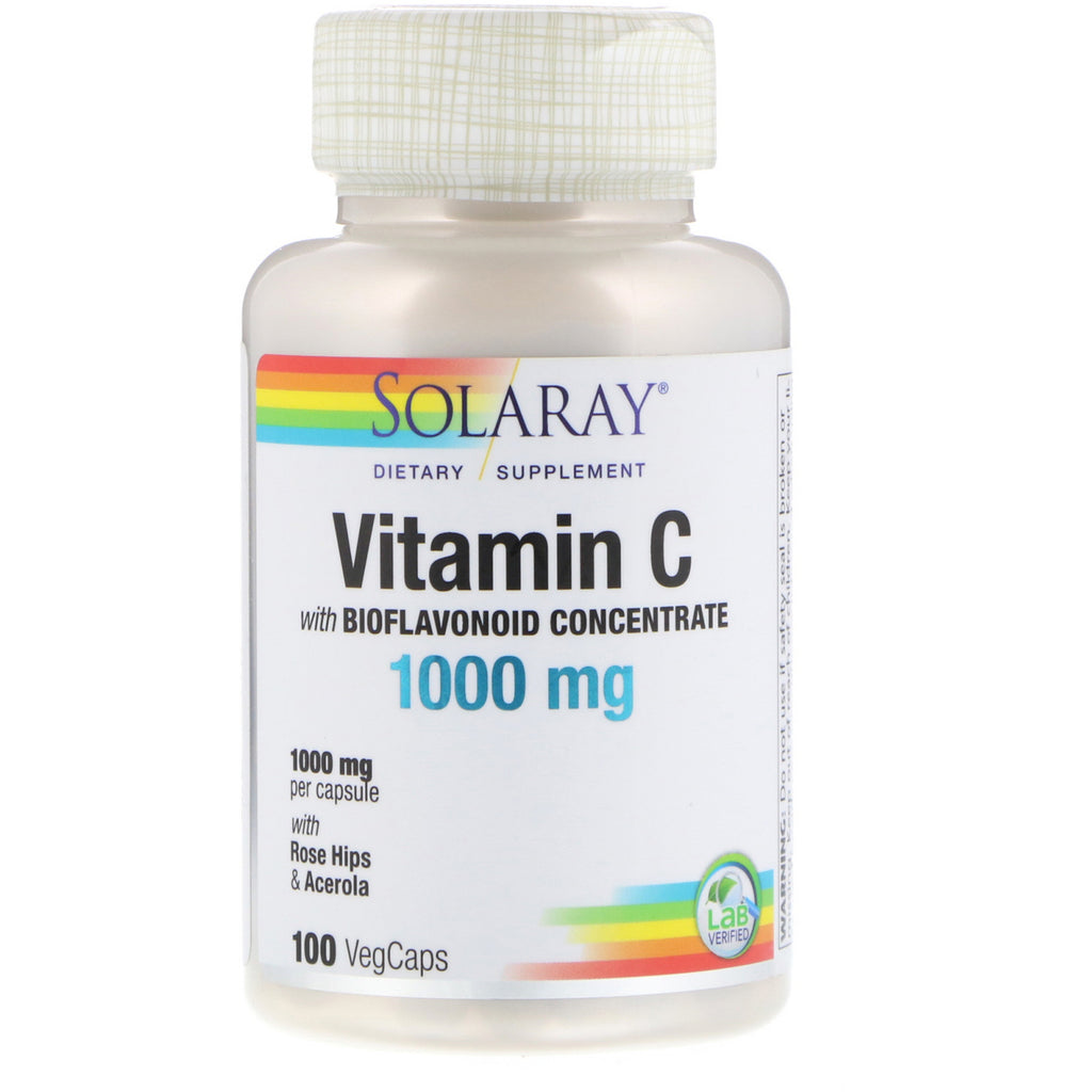 Solaray, vitamin C, med bioflavonoidkonsentrat, 1000 mg, 100 VegCaps