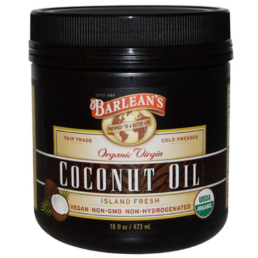 Barlean's, ulei virgin de nucă de cocos, 16 fl oz (473 ml)