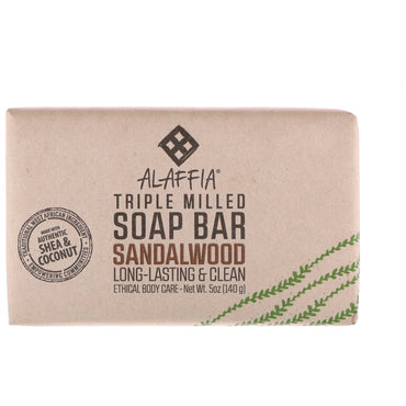 Alaffia, Triple Milled Soap Bar, Sandalwood, 5 oz (140 g)