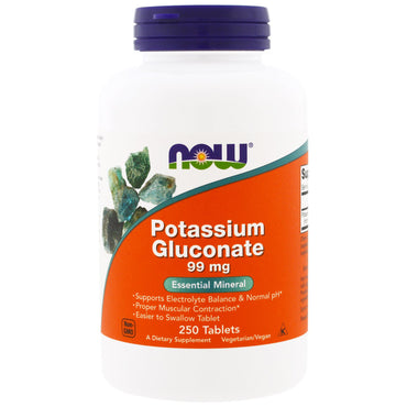 Now Foods, Gluconate de potassium, 99 mg, 250 comprimés
