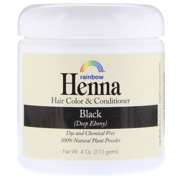 Rainbow Research, Henna, Color y acondicionador para el cabello, Negro, 4 oz (113 g)