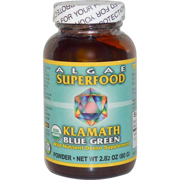 Klamath, Power s, superalimento de algas Klamath azul verde, 80 g (2,8 oz)