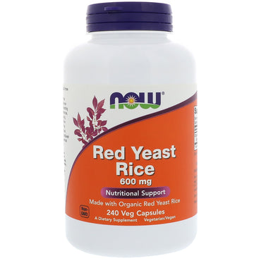 Now Foods, Levure de riz rouge, 600 mg, 240 capsules végétales