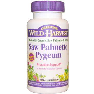 Oregon's Wild Harvest, 쏘팔메토 피지움(Saw Palmetto Pygeum), 비GMO 식물성 캡슐 90개