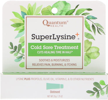 Quantum Health, Super Lysine+, behandling af forkølelsessår, 21 g (0,75 oz)