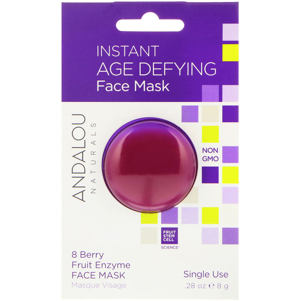 Andalou Naturals, Instant Age Defying, 8 Berry Fruit Enzyme Face Mask, 0,28 oz (8 g)