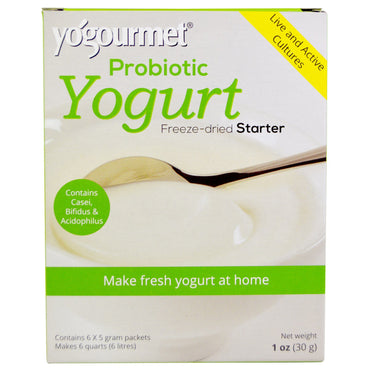 Yogourmet, yaourt probiotique, entrée lyophilisée, 6 sachets de 5 g chacun