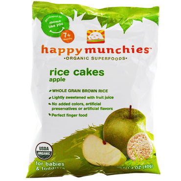 Nurture Inc. (Happy Baby) מאנצ'ים שמחים עוגות אורז תפוח 1.4 אונקיות (40 גרם)