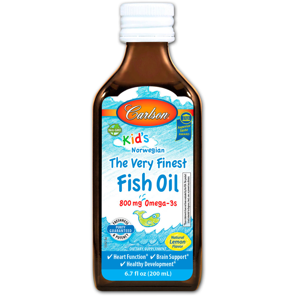 Carlson Labs, Kid's, noruego, el mejor aceite de pescado, sabor natural a limón, 6,7 fl oz (200 ml)