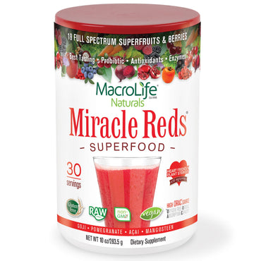 Macrolife Naturals, Miracle Reds, superalimento, goji, granada, acai y mangostán, 10 oz (283,5 g)
