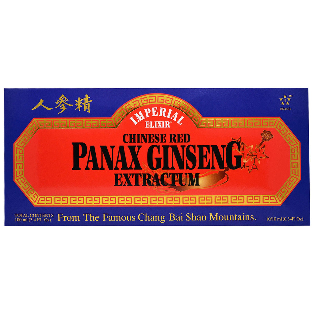 Imperial Elixir, kinesisk rød Panax Ginseng Extractum, 10 flasker, 0,34 fl oz (10 ml) hver