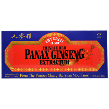 Imperial Elixir, Chinese Rode Panax Ginseng Extractum, 10 Flessen, 10 ml (0,34 fl oz) elk