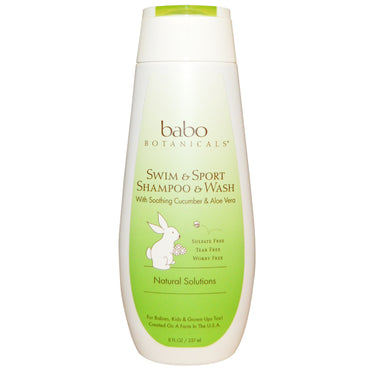 Babo Botanicals, Shampooing et nettoyant Swim &amp; Sport, Concombre Aloe Vera, 8 fl oz (237 ml)