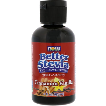 Now Foods, Better Stevia, Flydende sødemiddel, Cinnamon Vanilla, 2 fl oz (60 ml)