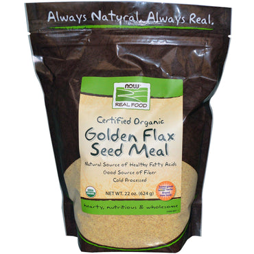Now Foods, Alimente adevărate, Certificat, Făină din semințe de in Golden, 22 oz (624 g)