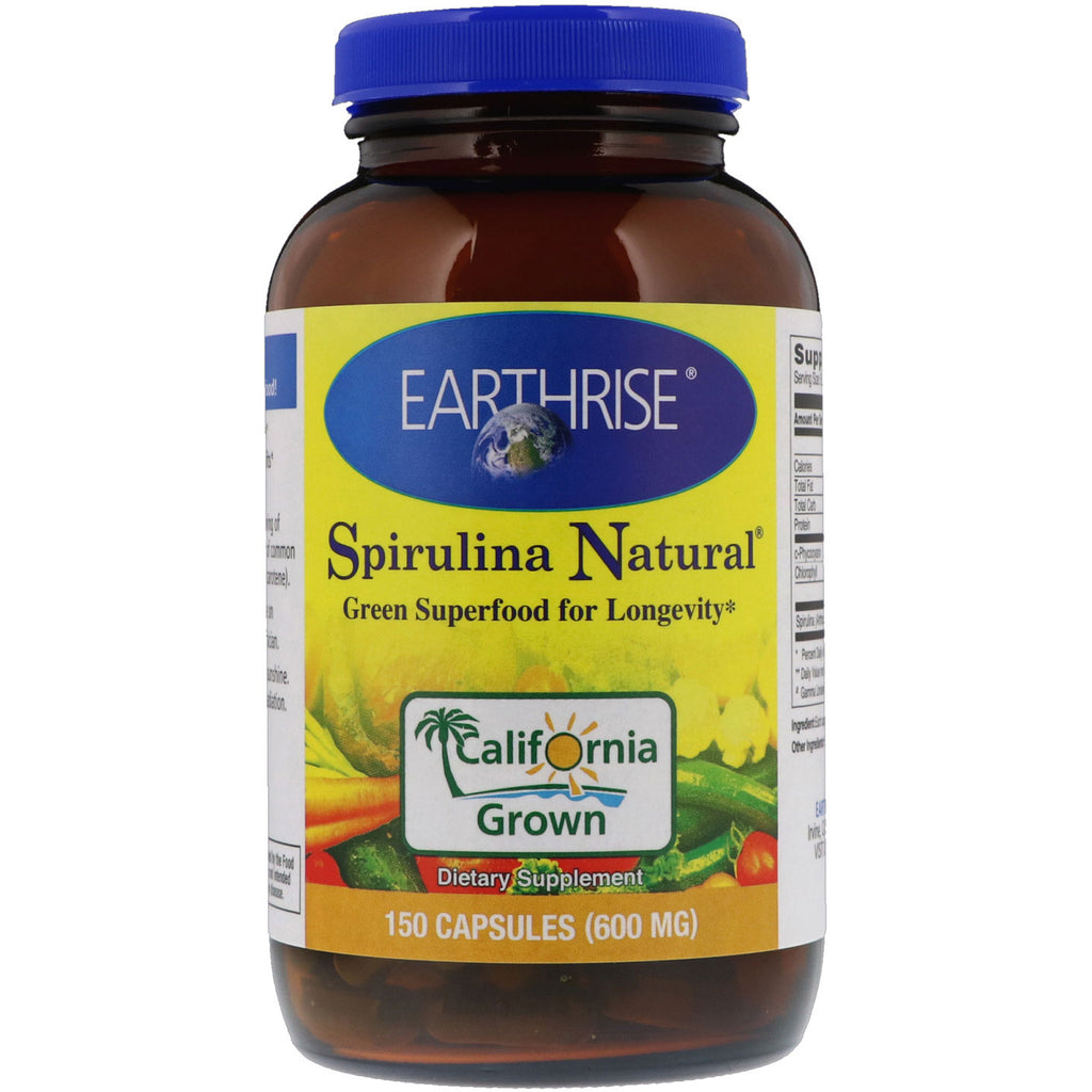 Earthrise, Spirulina Naturalna, 600 mg, 150 Kapsułek