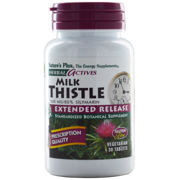 Nature's Plus, Herbal Actives, Milk Thistle, Extended Release, 500 mg, 30 tabletter