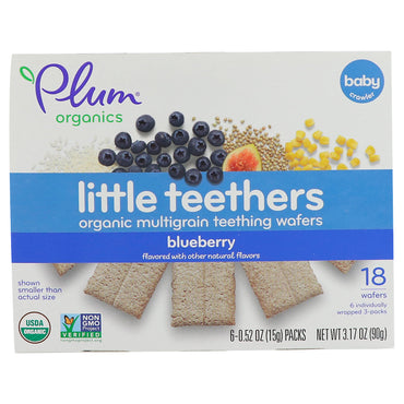 Plum s, Little Teethers,  Multigrain Teething Wafers, Blueberry, 6 Packs, 0.52 oz (15 g) Each