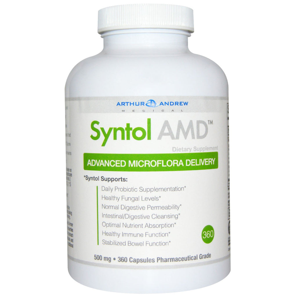 Arthur Andrew Medical, Syntol AMD, administración avanzada de microflora, 500 mg, 360 cápsulas