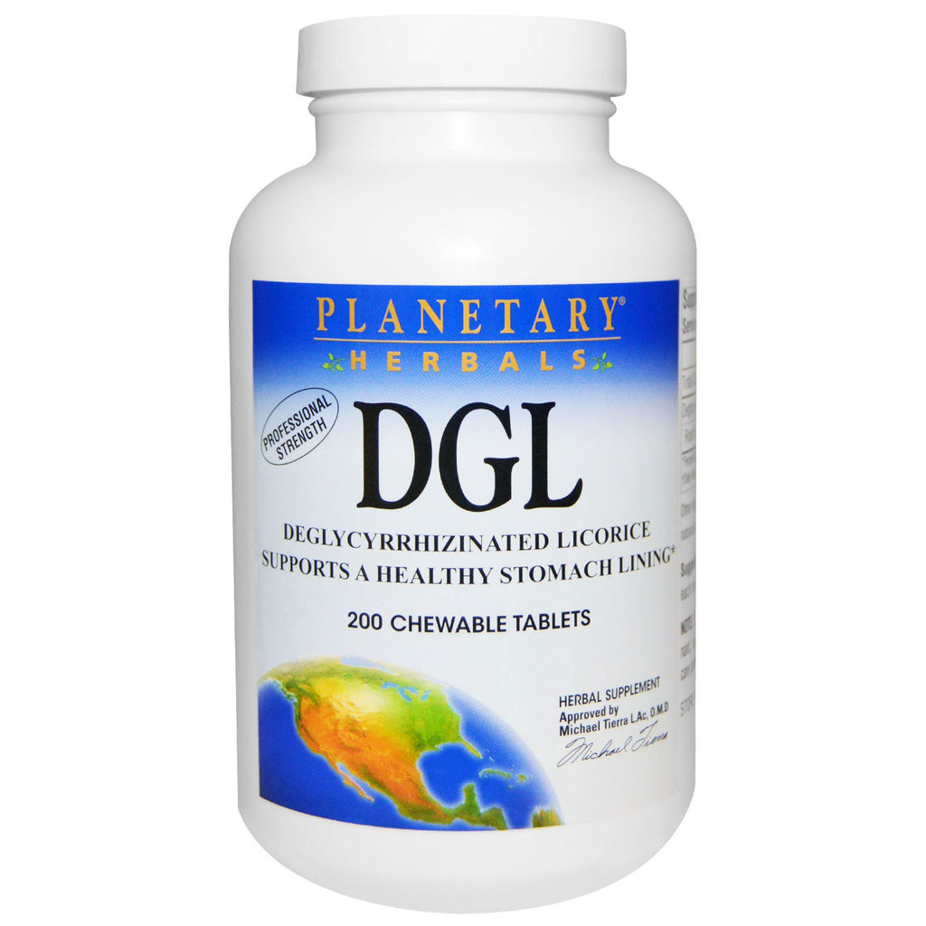 Planetary Herbals, DGL, Réglisse déglycyrrhizinée, 200 comprimés à croquer