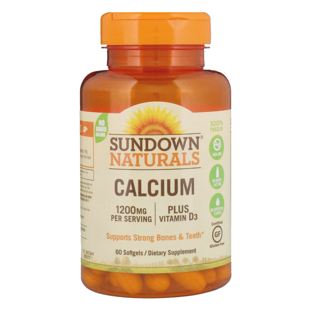 Sundown Naturals, calcium, plus vitamine D3, 1200 mg, 60 softgels