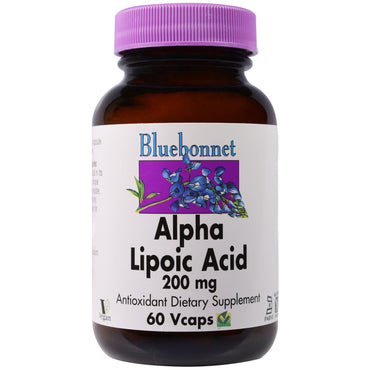Bluebonnet Nutrition, ácido alfa lipóico, 200 mg, 60 cápsulas vegetais
