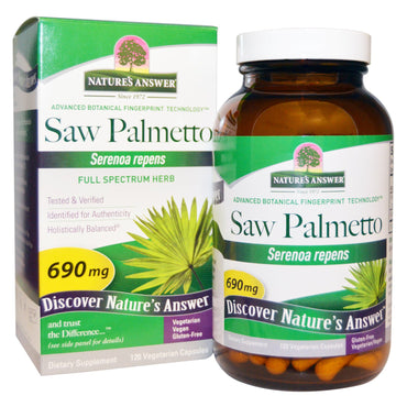 Nature's Answer, Saw Palmetto, Full Spectrum Herb, 690 mg, 120 vegetariske kapsler