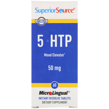 Source supérieure, 5-HTP, 50 mg, 60 comprimés microlinguels à dissolution instantanée