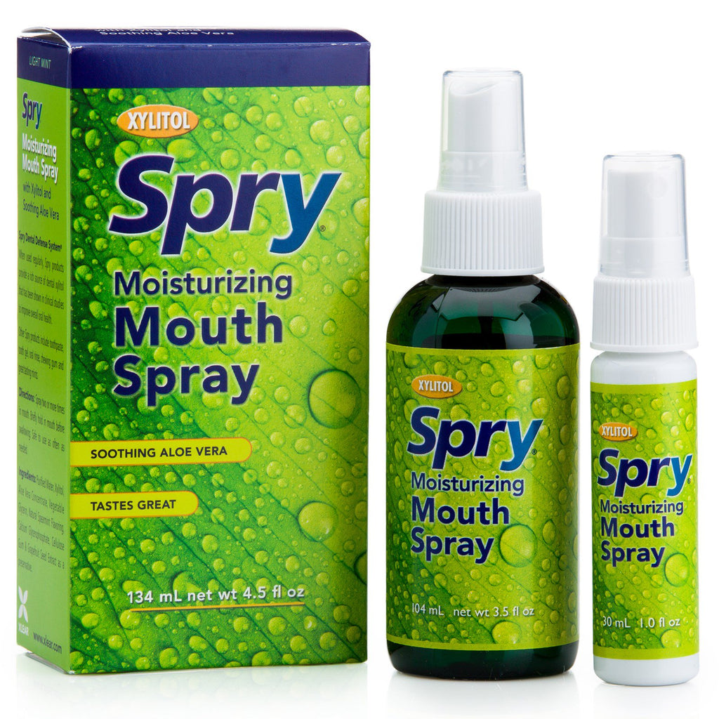 Xlear Spry Spray bucal hidratante Light Mint, paquete de 2, 4,5 fl oz (134 ml)