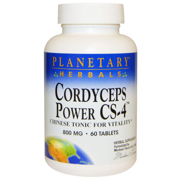 Planetary Herbals, Cordyceps Power CS-4, tonique chinois pour la vitalité, 800 mg, 60 comprimés