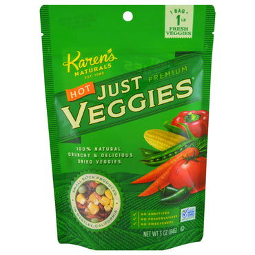 Karen's Naturals, Légumes chauds juste de qualité supérieure, 3 oz (84 g)