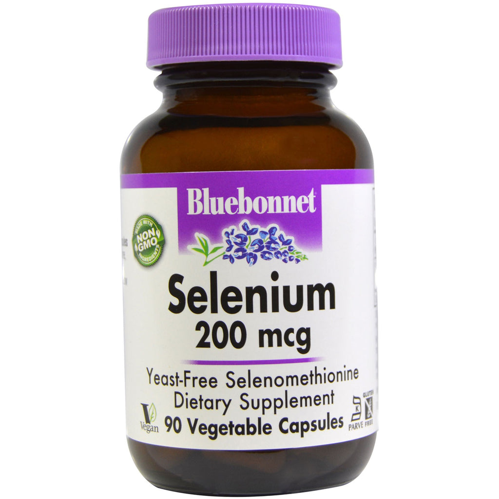 Bluebonnet Nutrition, selen, jästfritt selenometionin, 200 mcg, 90 grönsakskapslar