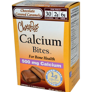 HealthSmart Foods, Inc., ChocoRite, bouchées de calcium, caramels enrobés de chocolat, 12 paquets, 12 g chacun