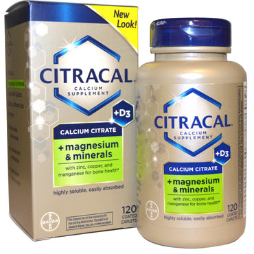 Citracal, citrato de calcio, + magnesio y minerales, +d3, 120 cápsulas recubiertas