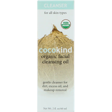 Cocokind, óleo de limpeza facial, para todos os tipos de pele, 60 ml (2 fl oz)