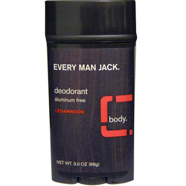 Every Man Jack, desodorante, madera de cedro, 3,0 oz (88 g)