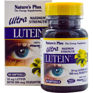 Nature's Plus, Ultra luteína, potencia máxima, 20 mg, 60 cápsulas blandas