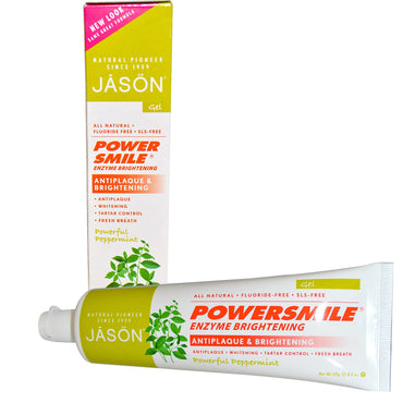 Jason Natural, PowerSmile, Enzyme Brightening, Gel, Kraftig Pebermynte, 4,2 oz (119 g)