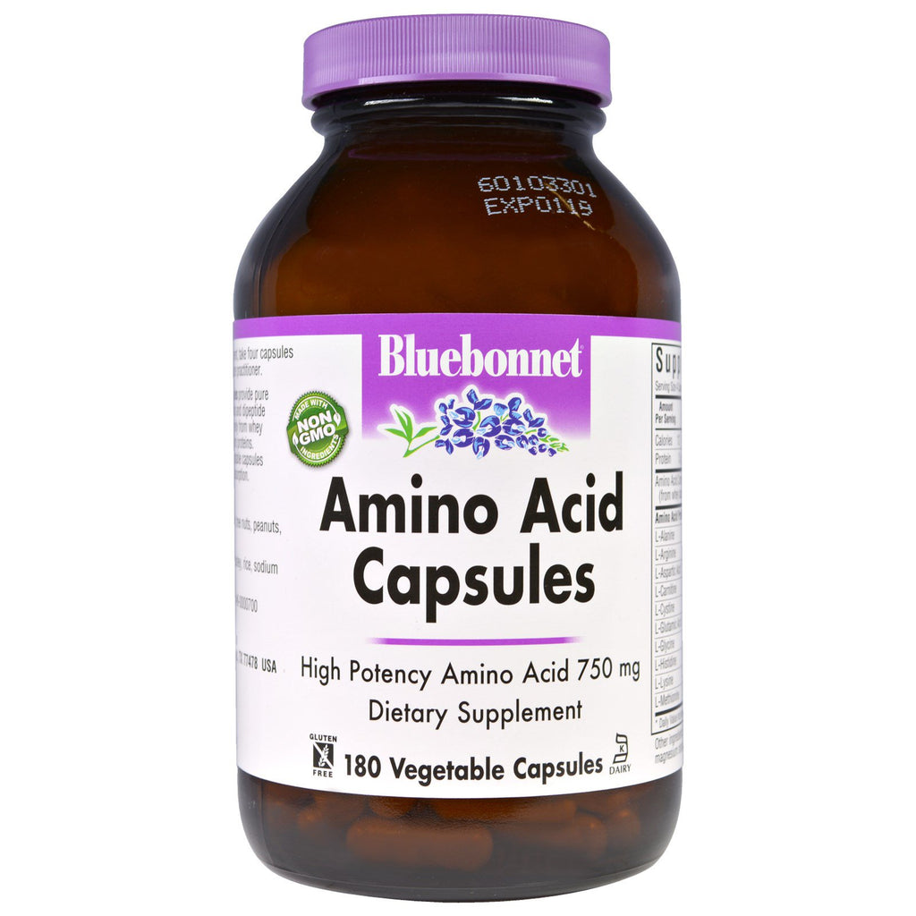 Bluebonnet voeding, aminozuurcapsules, 180 veggie caps